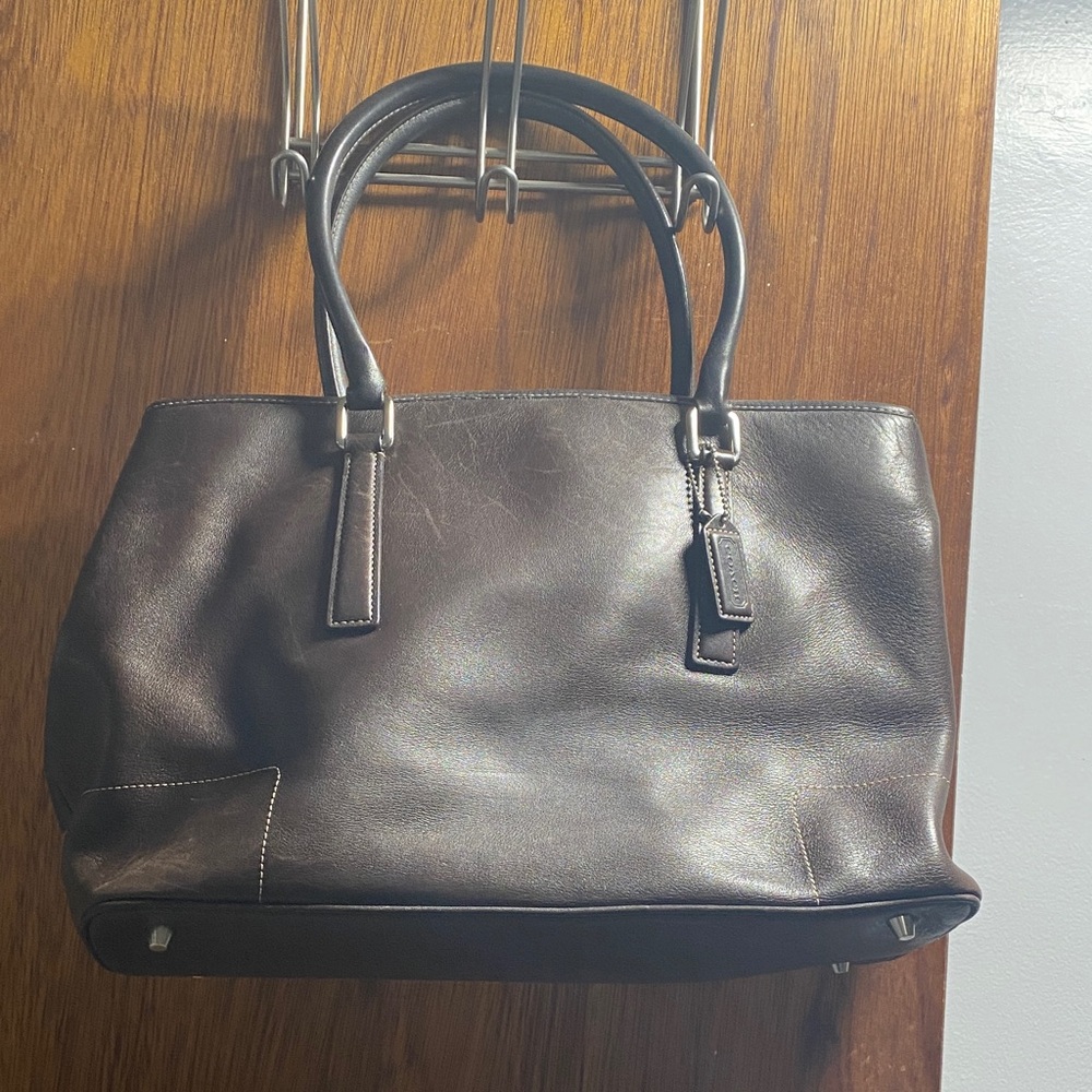 Coach Dark Brown Leather Tote Bag